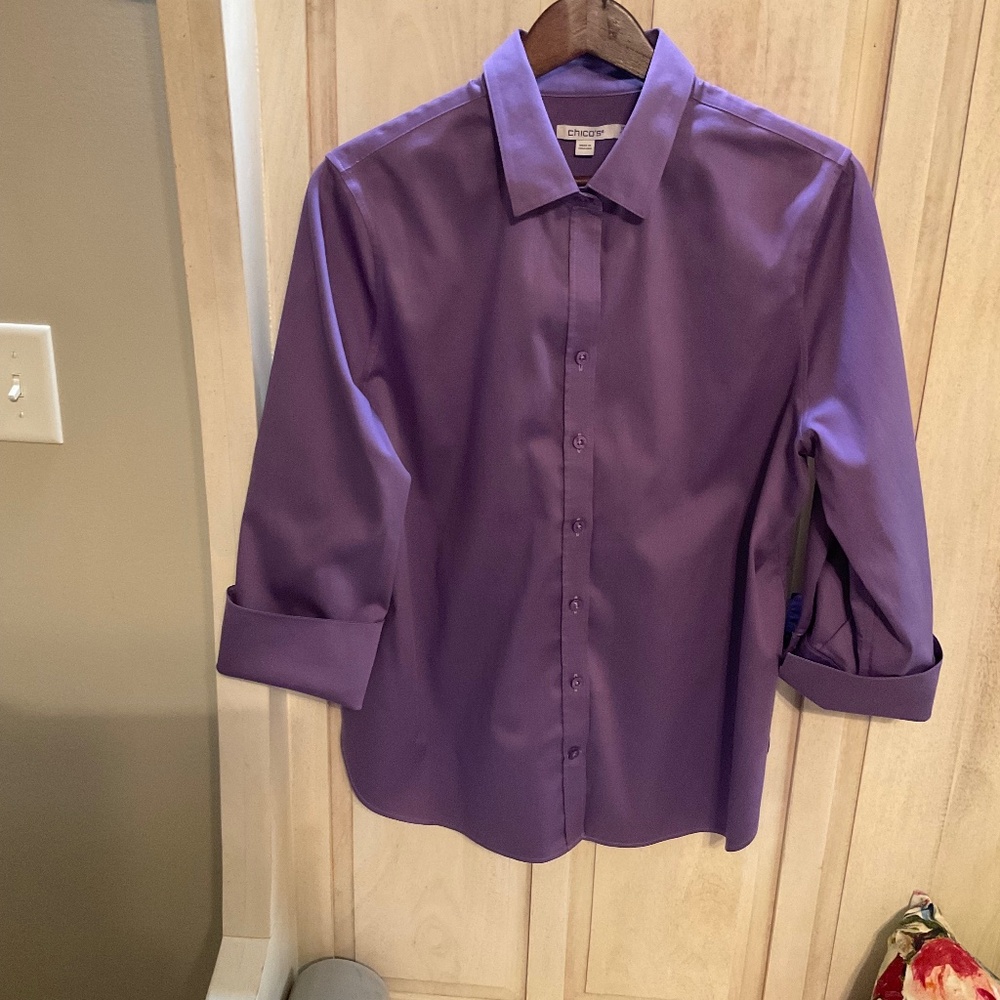 💜 Bold Purple Button-Up Blouse – Chico’s Size 1.5 - $35